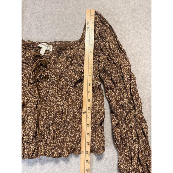 Women's Brown Floral Blouse Size Small Collabo By Privy - Picture 11 of 12
